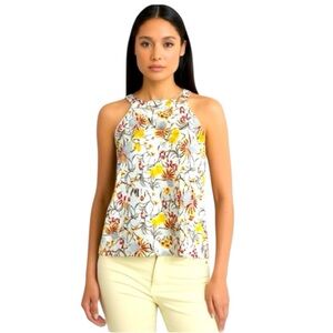 Joie 100% Linen Halter Style A Line Floral Tank Top Size Large